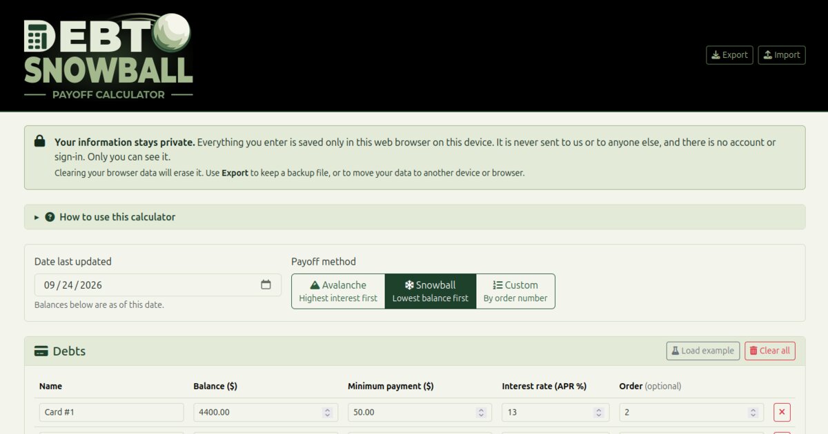 Debt Reduction Calculator preview