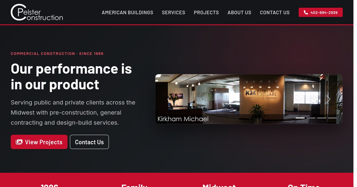 Pelster Construction website preview